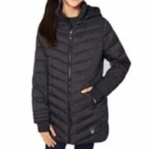 Spyder Girls' Chevron-Quilted Thermaweb Insulated Long Jacket - Black NWT